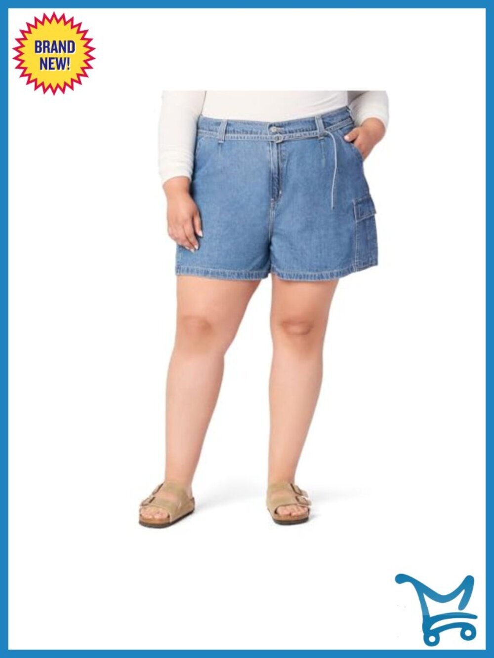 Women's Belted Cargo Shorts with Removable Belt, Cotton, Mid Rise, 3.5" Inseam